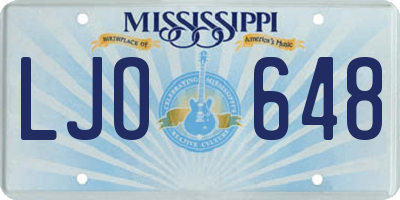 MS license plate LJO648