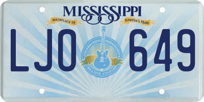 MS license plate LJO649