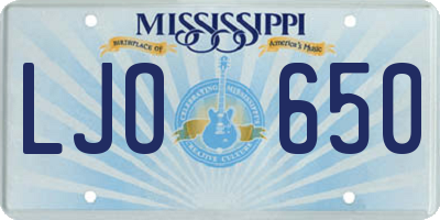 MS license plate LJO650