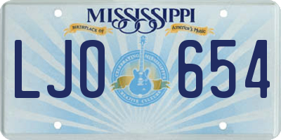 MS license plate LJO654