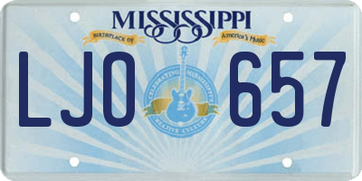 MS license plate LJO657