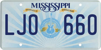 MS license plate LJO660