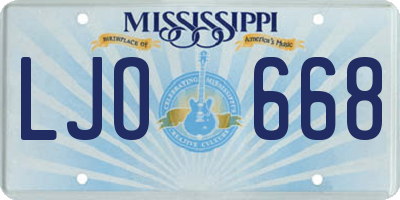 MS license plate LJO668