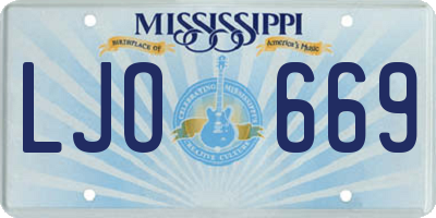MS license plate LJO669