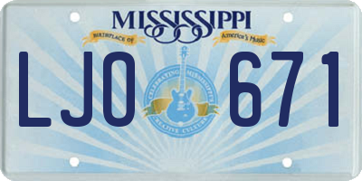 MS license plate LJO671