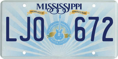 MS license plate LJO672