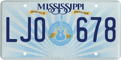 MS license plate LJO678