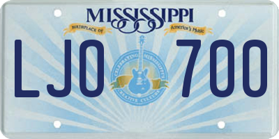 MS license plate LJO700