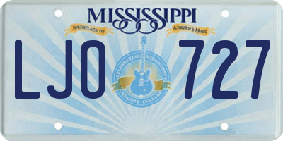 MS license plate LJO727