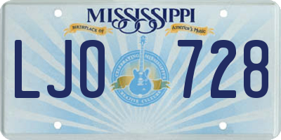 MS license plate LJO728