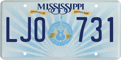 MS license plate LJO731