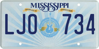 MS license plate LJO734