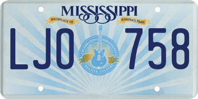 MS license plate LJO758