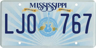MS license plate LJO767