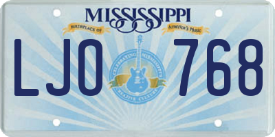 MS license plate LJO768