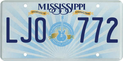 MS license plate LJO772