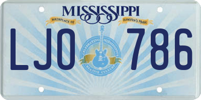 MS license plate LJO786