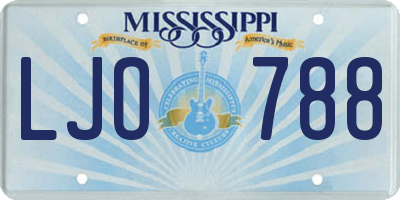 MS license plate LJO788