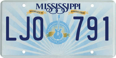MS license plate LJO791
