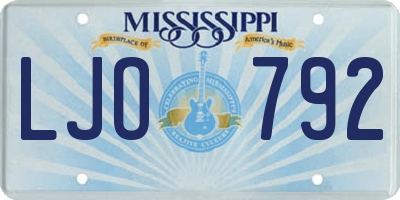 MS license plate LJO792