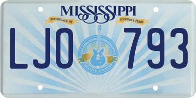 MS license plate LJO793