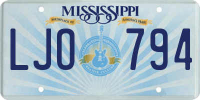 MS license plate LJO794