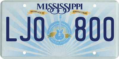 MS license plate LJO800