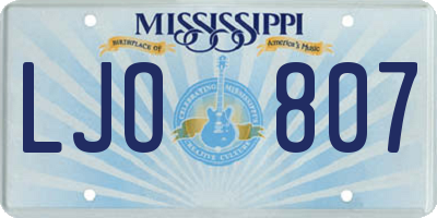 MS license plate LJO807
