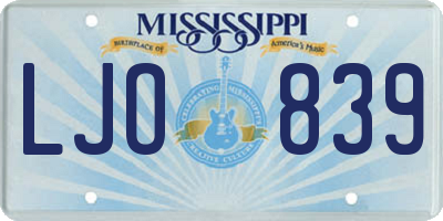 MS license plate LJO839