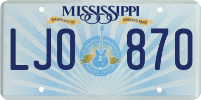 MS license plate LJO870