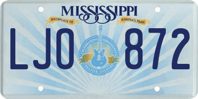 MS license plate LJO872