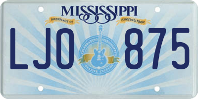 MS license plate LJO875