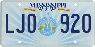 MS license plate LJO920