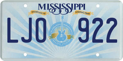 MS license plate LJO922