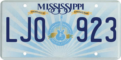 MS license plate LJO923