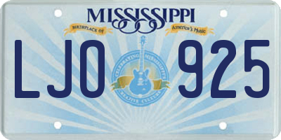 MS license plate LJO925