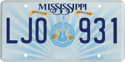 MS license plate LJO931