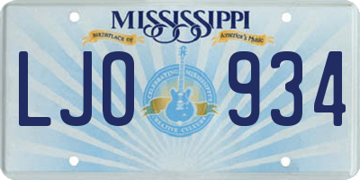 MS license plate LJO934