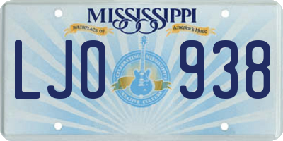 MS license plate LJO938