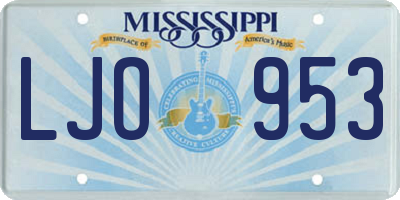 MS license plate LJO953