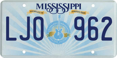 MS license plate LJO962