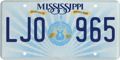 MS license plate LJO965
