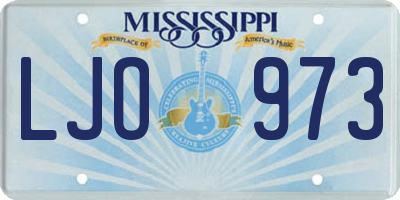 MS license plate LJO973