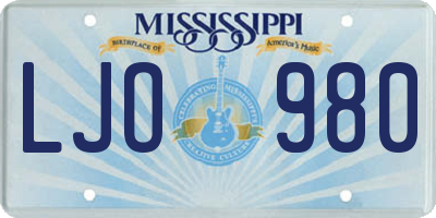 MS license plate LJO980