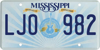 MS license plate LJO982