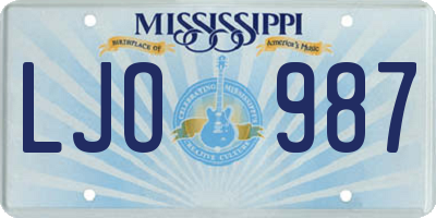 MS license plate LJO987