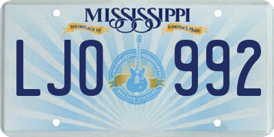 MS license plate LJO992