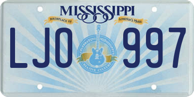 MS license plate LJO997