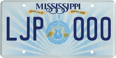 MS license plate LJP000