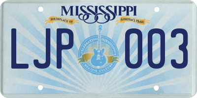 MS license plate LJP003